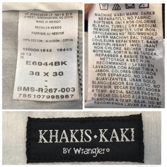 Wrangler W38 L30 Flat Front Black Khakis - Picture 8 of 8